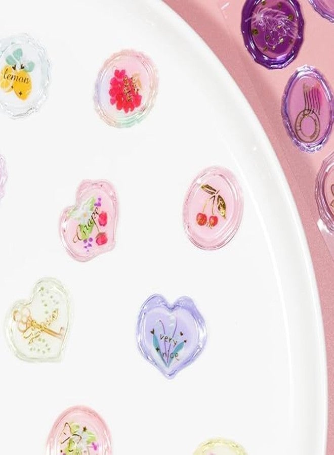 NVF مجموعة ملصقات شفافة بتأثير الراتنج الزهري | ملصقات زهور جمالية للمذكرات وسجلات القصاصات والأعمال اليدوية - Image 5